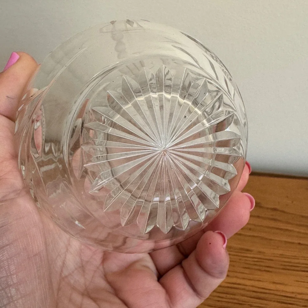 Vintage Etched Crystal Floral Bud Vase‎ Clear Glass Floral Fuchsia Design